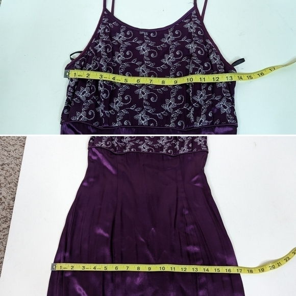 Jessica McClintock Gunne Sax Vintage Satin Embroidered Trumpet Formal Dress - Picture 6 of 6